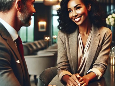 Confident escort making a positive first impression