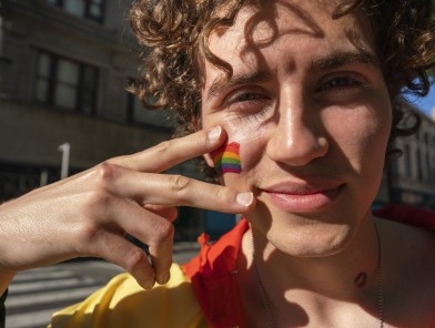 Transgender boy protesting for his rights