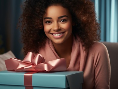 Smiling Escort Receiving Gift